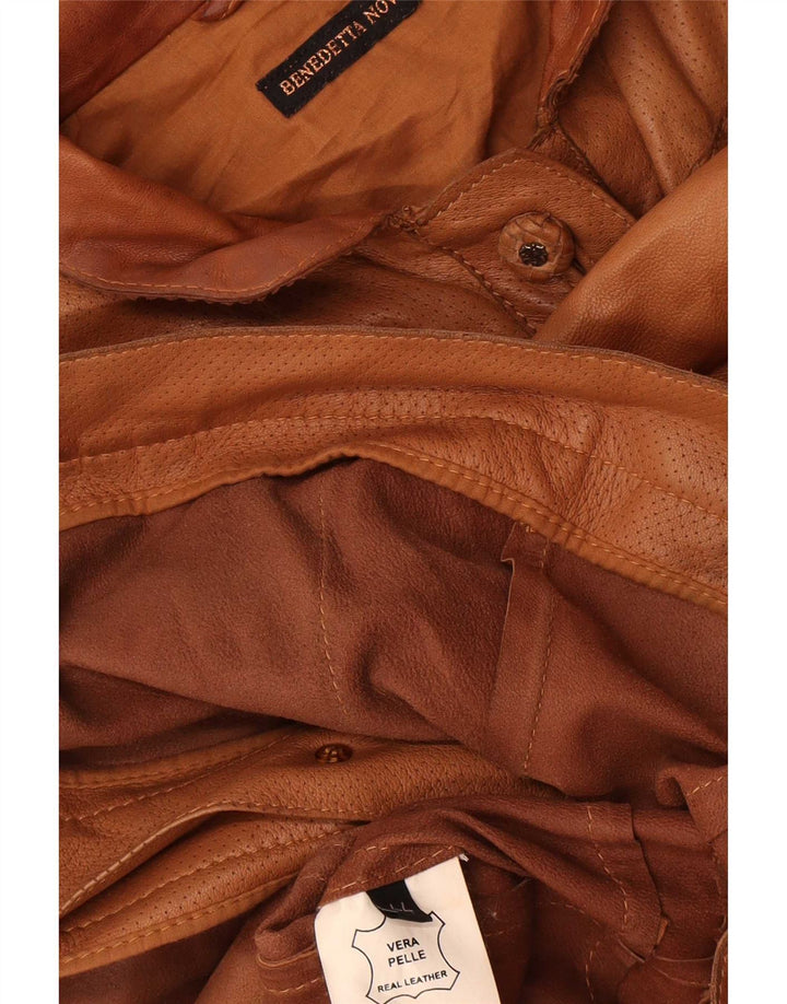 Vintage Womens Leather Jacket IT 44 Medium Brown Leather