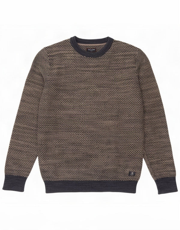 Jack & Jones Mens Crew Neck Jumper Sweater Medium Navy Blue Flecked Cotton