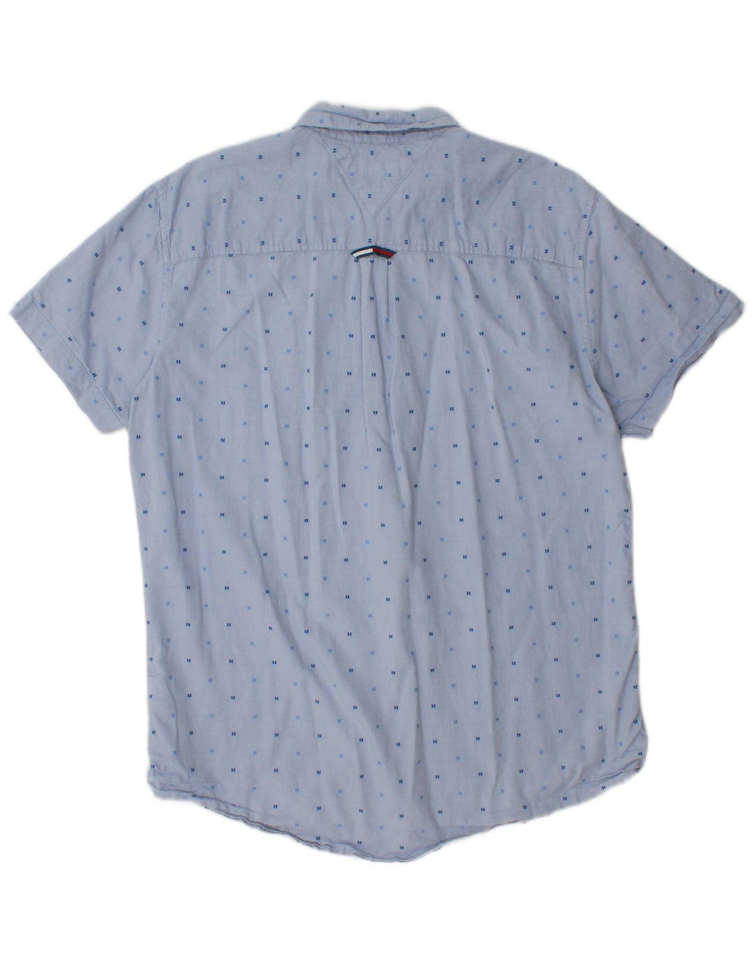 TOMMY HILFIGER Mens Regular Fit Short Sleeve Shirt XL Blue Spotted Cotton