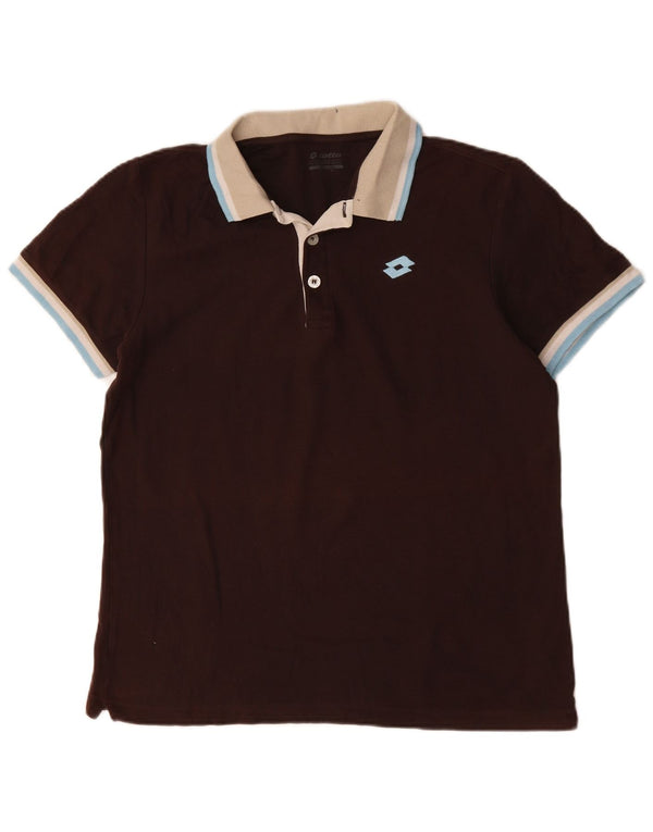 LOTTO Mens Polo Shirt Large Brown Cotton