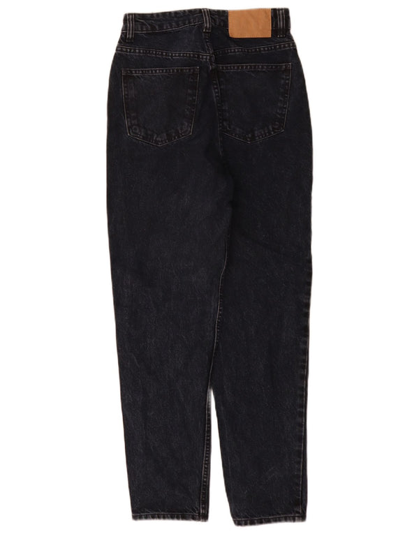 Zara Womens High Waist Tapered Jeans EU 34 2XS W24 L28 Navy Blue Cotton