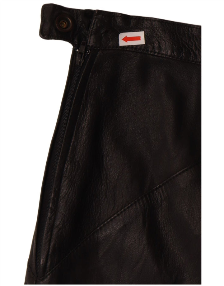 VINTAGE Womens Leather Skirt IT 44 Medium W30  Black