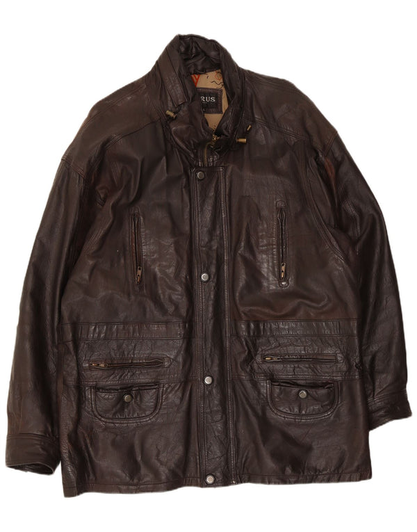 Torus Mens Leather Jacket UK 42XL Brown