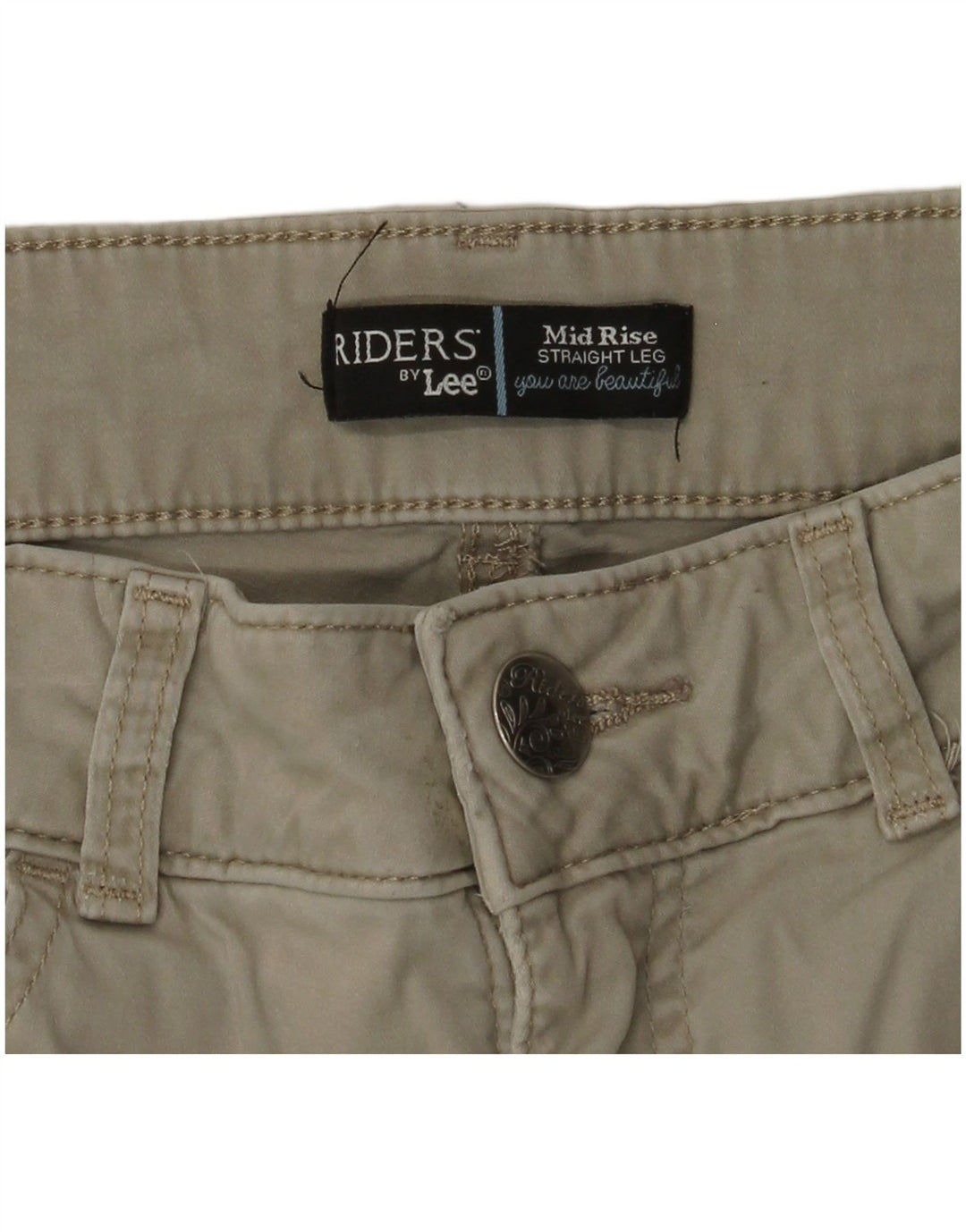 LEE Womens Riders Mid Rise Straight Casual Trousers W30 L28 Beige