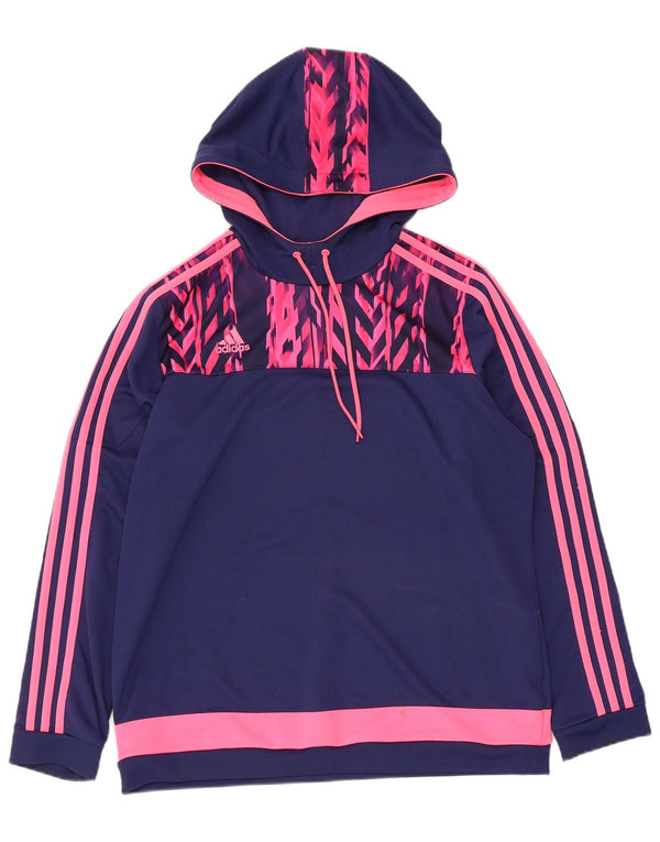 Adidas Womens Climalite Hoodie Jumper UK 20/22 XL Navy Blue Colourblock