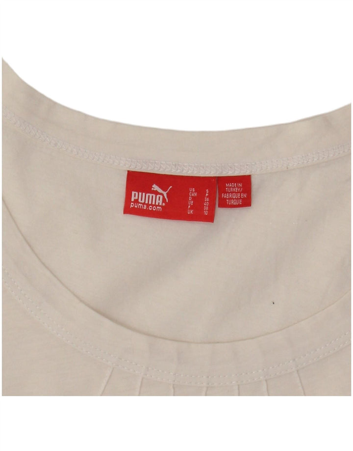 PUMA Womens Vest Top UK 10 Small White Striped Cotton