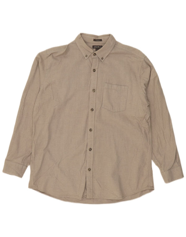EDDIE BAUER Mens Relaxed Fit Shirt Large Beige Cotton