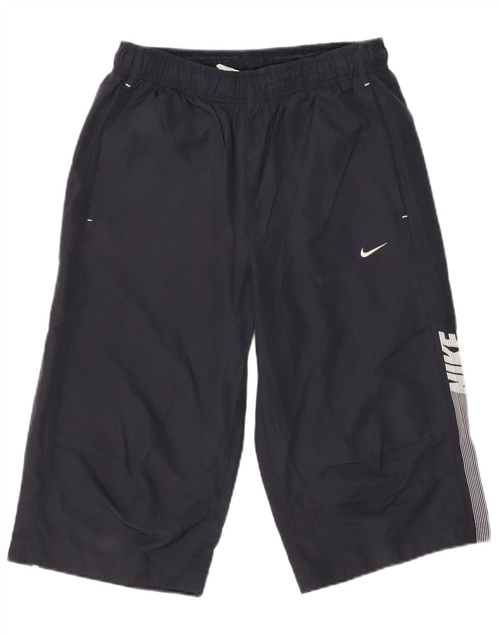 Nike Mens Graphic Bermuda Sport Shorts Small Navy Blue Polyester