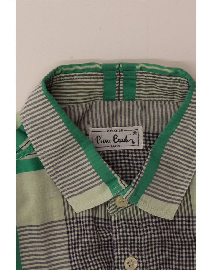 Pierre Cardin Mens Short Sleeve Shirt Medium Green Check