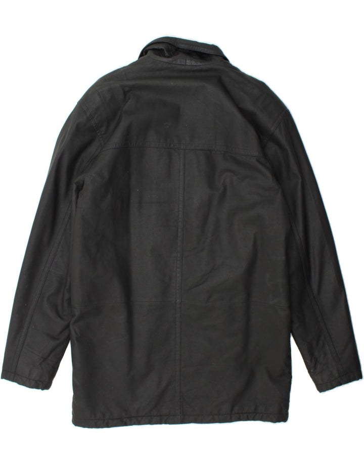 VINTAGE Mens Leather Coat UK 38 Medium Black Leather Vintage Vintage and Second-Hand Vintage from Messina Hembry 