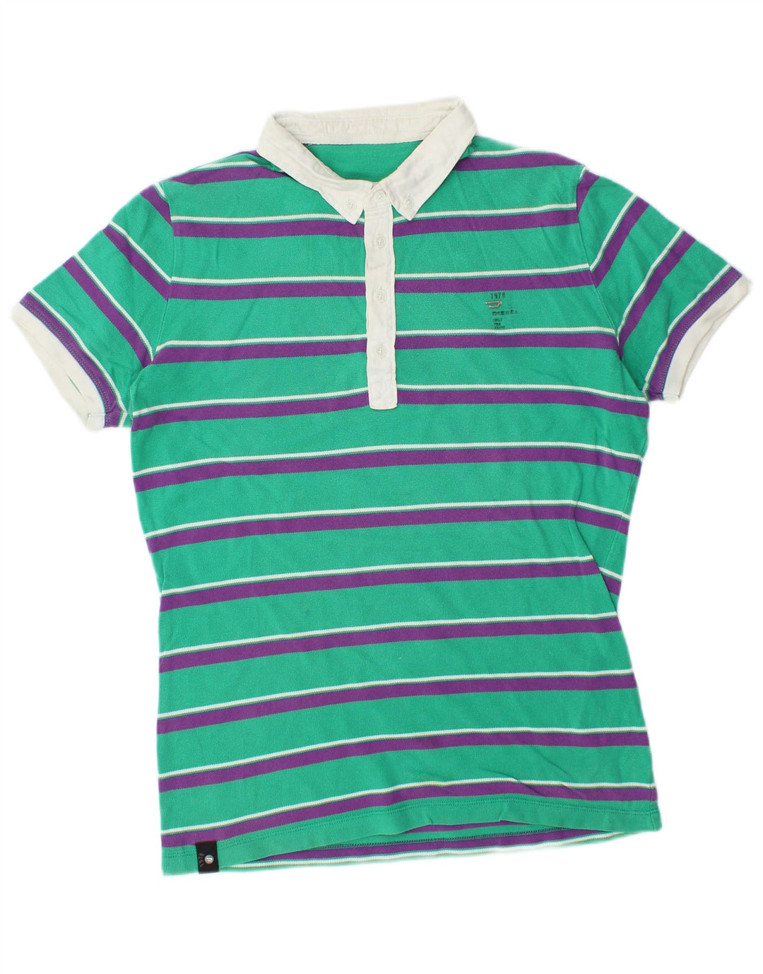 DIESEL Mens Rugby Polo Shirt Medium Green Striped