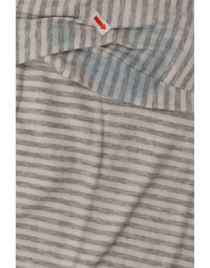 QUIKSILVER Womens Oversized Crop Top Long Sleeve UK 14 Medium Grey Striped