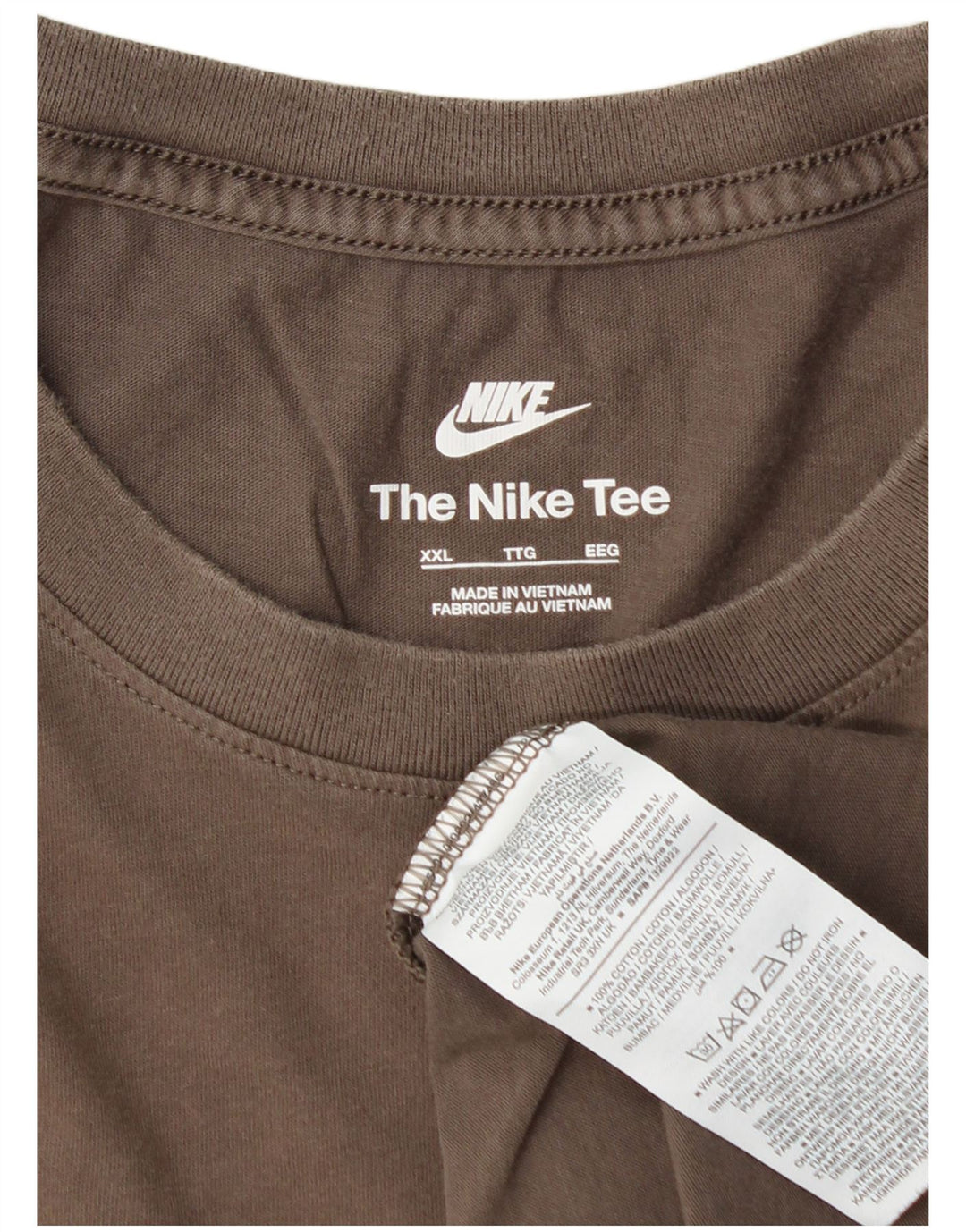 NIKE Mens T-Shirt Top 2XL Brown Cotton