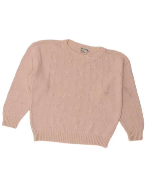 Portobello’s Womens Crop Crew Neck Jumper Sweater IT 42 Medium Pink Cotton