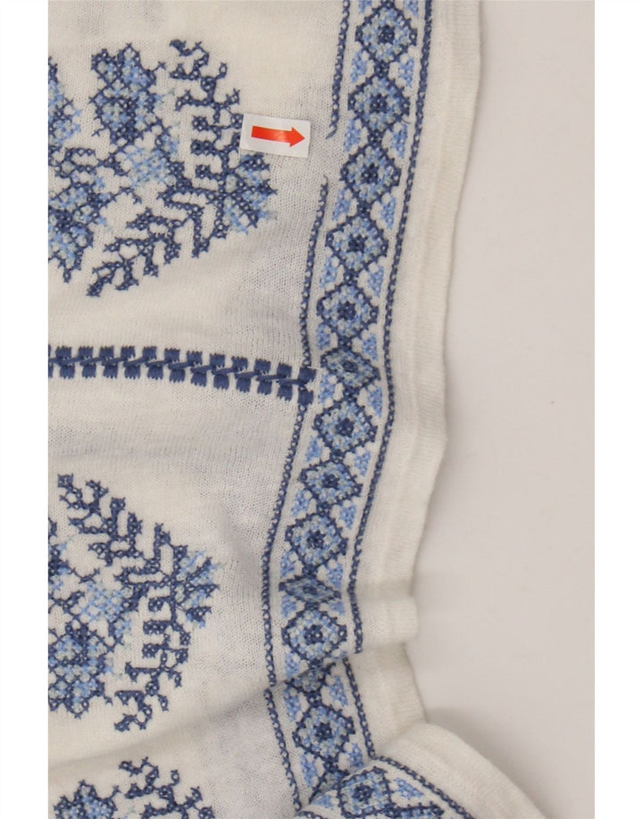 MONSOON Womens Blouse Top UK 16 Large Off White Floral Linen