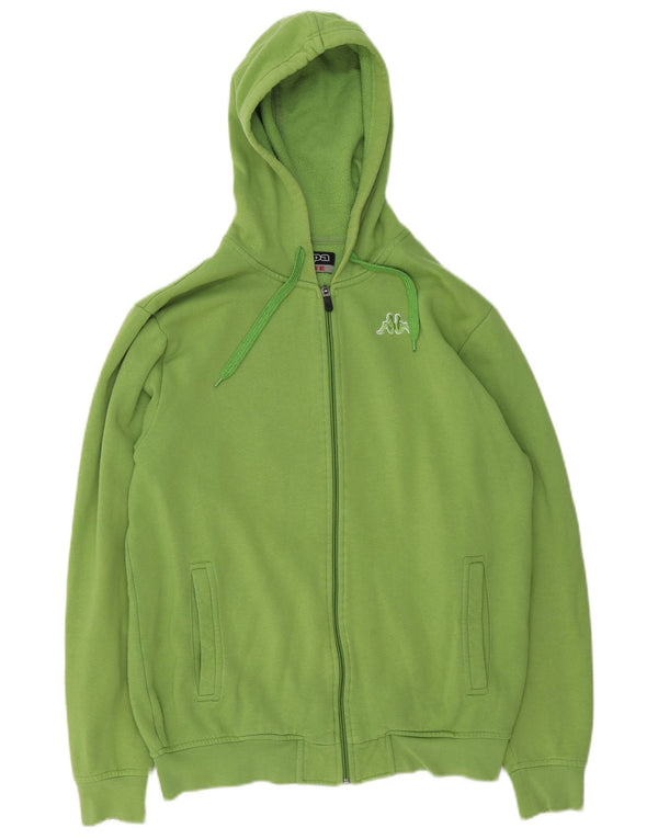 Kappa Mens Zip Hoodie Sweater Large Green Cotton