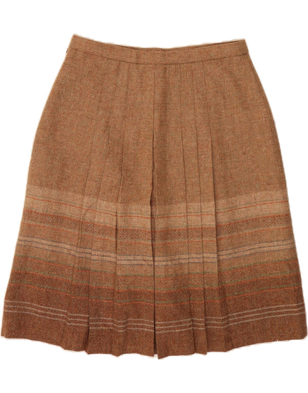 THE EDINBURGH WOOLLEN MILL Womens Pleated Skirt UK 22 3XL W38 Brown