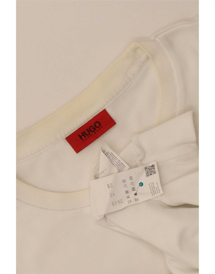Hugo Boss Mens Graphic Sweatshirt Jumper XL White Cotton