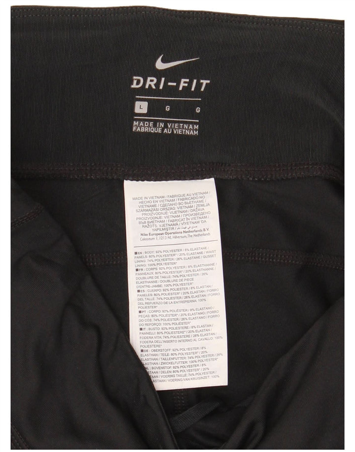 Nike Womens Dri Fit Leggings UK 14 Large  Black Polyester