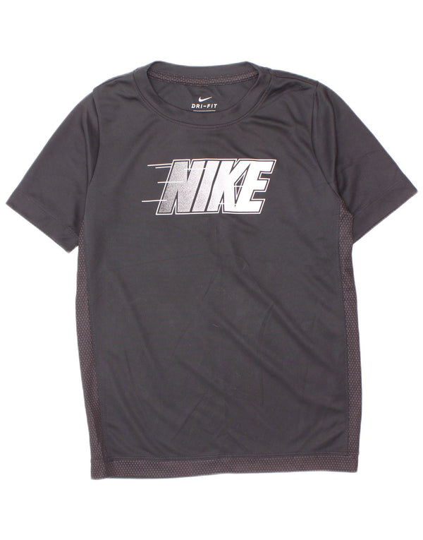 Nike Boys Dri Fit Graphic T-Shirt Top 8-9 Years Small Black Colourblock