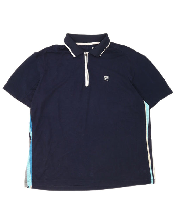 Fila Mens Polo Shirt Large Navy Blue Cotton