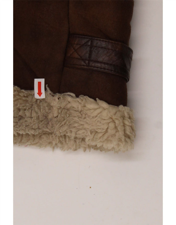AERONAUTICA MILITARE Mens Flight Sherpa Jacket UK 36 Small Brown Polyester