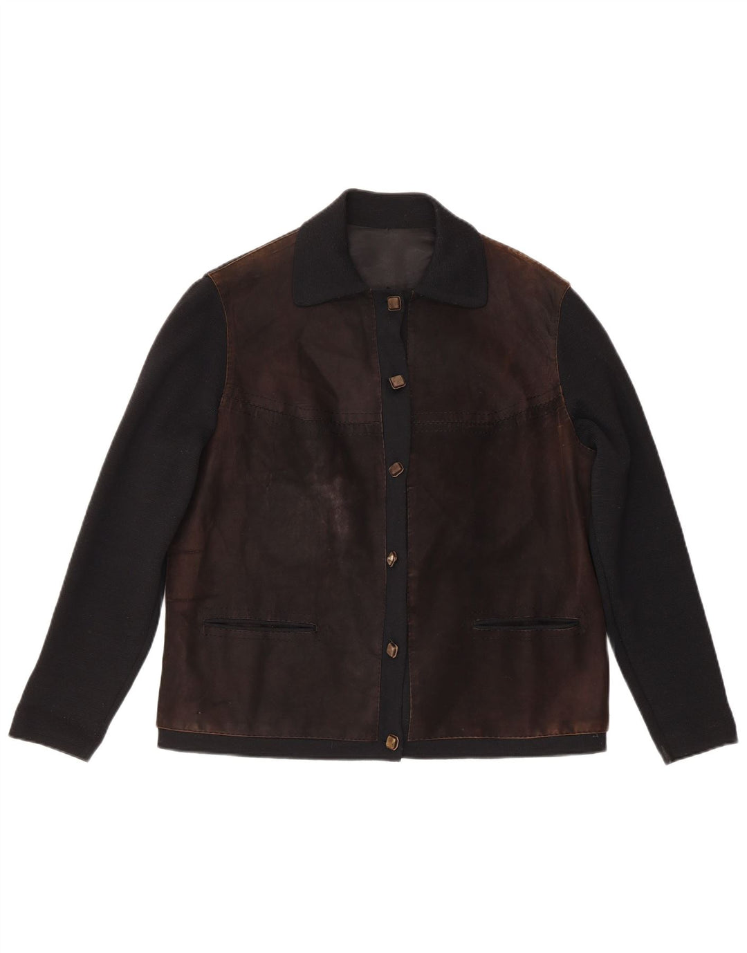 Vintage Womens Regular Fit Bomber Jacket IT 48 Medium Brown Colourblock