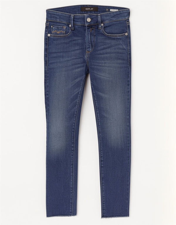 Replay Womens Luz Skinny Jeans W26 L28 Blue Cotton