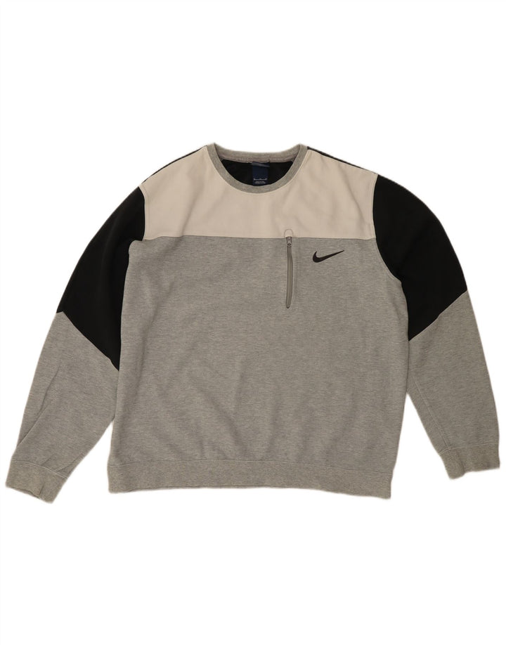 NIKE Mens Sweatshirt Jumper XL Grey Colourblock Cotton