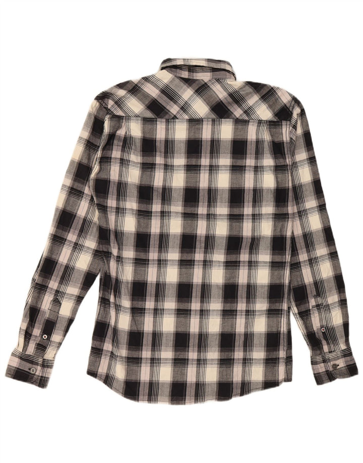 Wrangler Mens Checked  Regular Fit Flannel Shirt Small Black Plaid Cotton