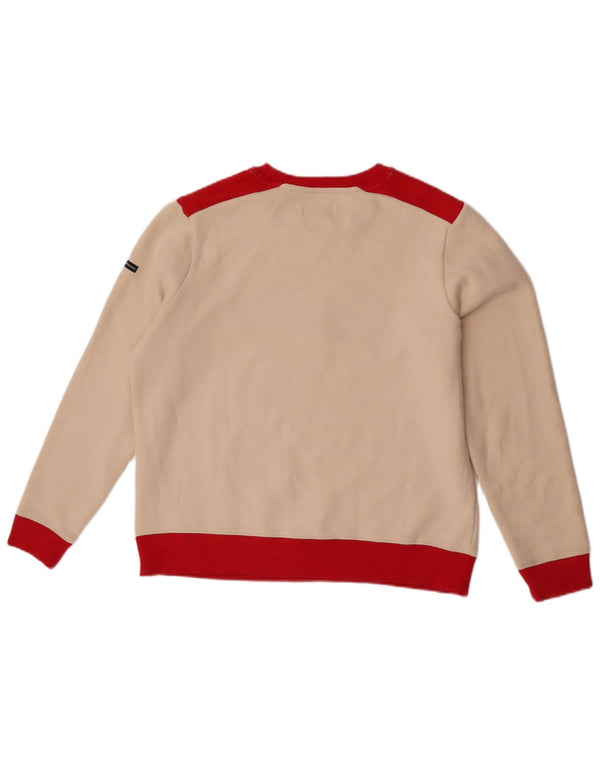 Superdry Womens Sweatshirt Jumper UK 12 Medium Off White Colourblock