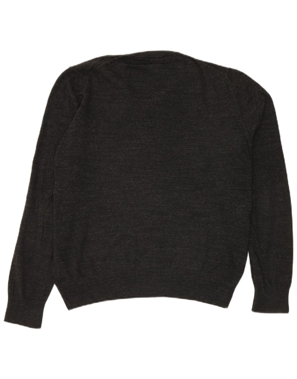 Marks & Spencer Mens V-Neck Jumper Sweater Medium Grey Flecked Cotton