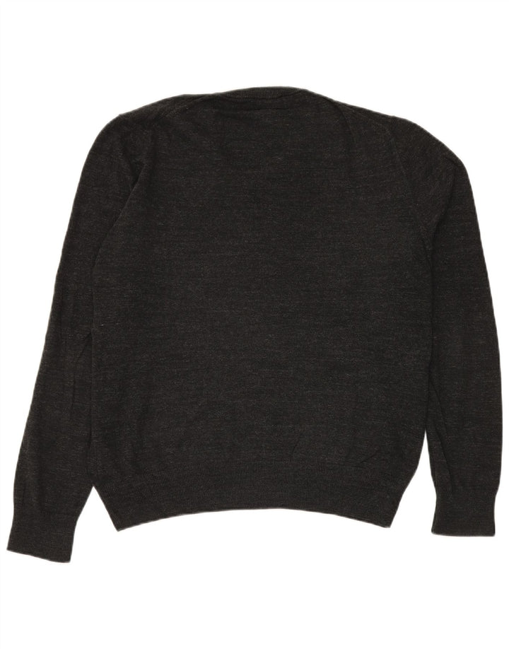 Marks & Spencer Mens V-Neck Jumper Sweater Medium Grey Flecked Cotton