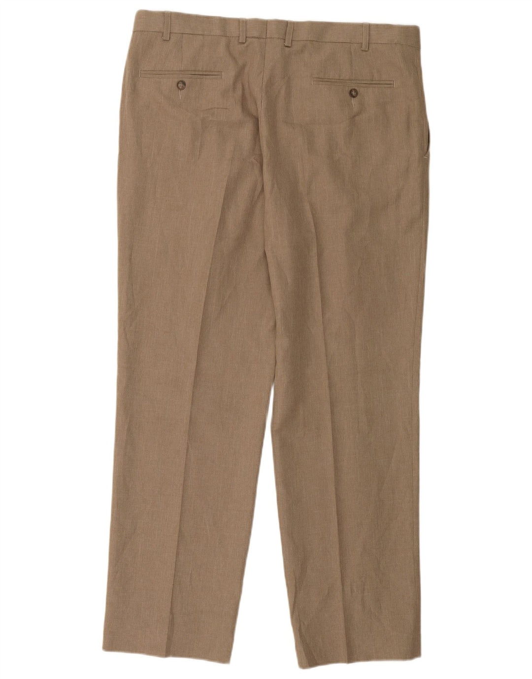 Marks & Spencer Mens Regular Fit Suit Trousers W38 L31 Beige Polyester