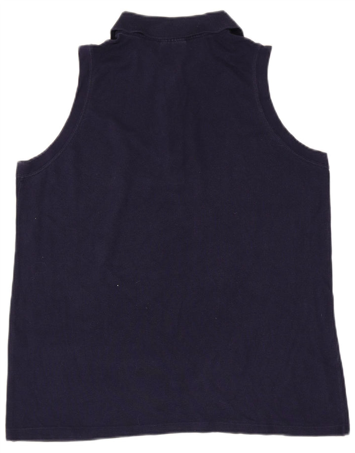 LACOSTE Womens Sleeveless Polo Shirt Size 44 Large Navy Blue Cotton
