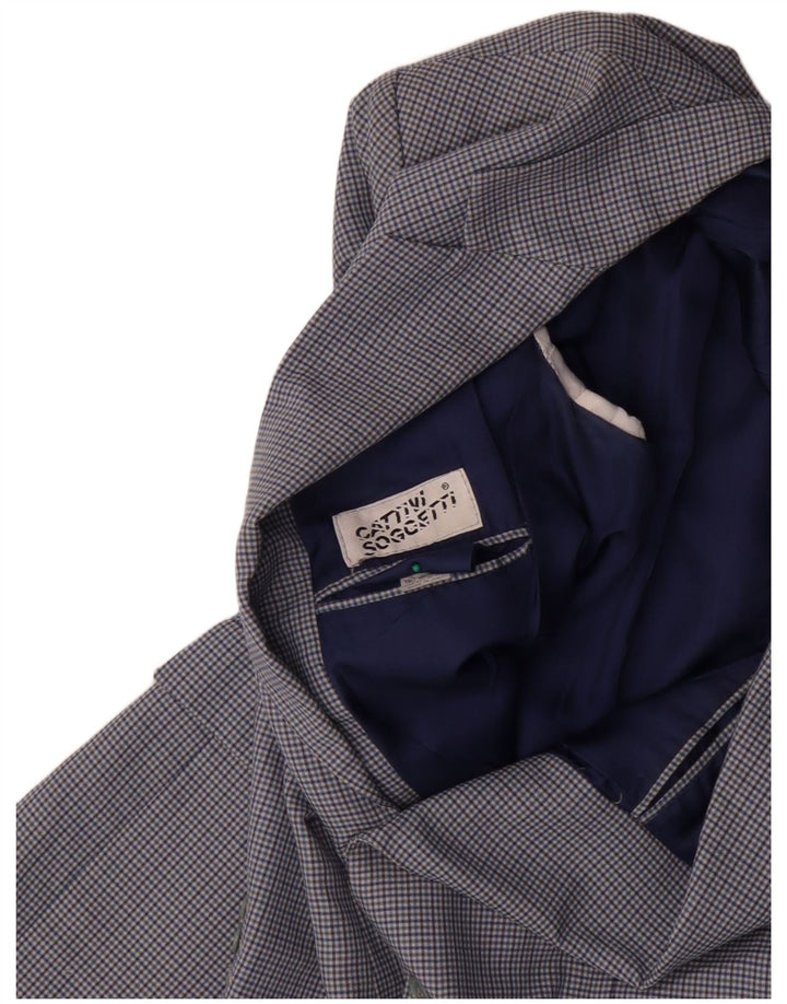 VINTAGE Mens 2 Button Blazer Jacket IT 50 Large Blue Check Wool