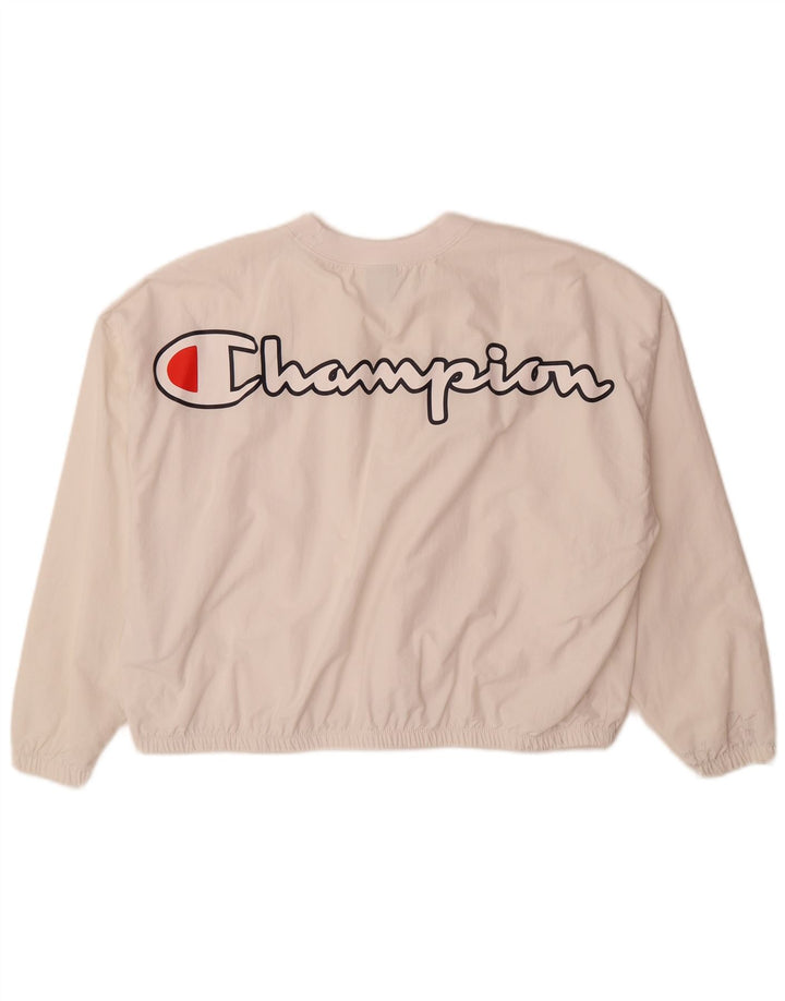 Champion Womens Graphic Oversized Pullover Tracksuit Top UK 10 Small White