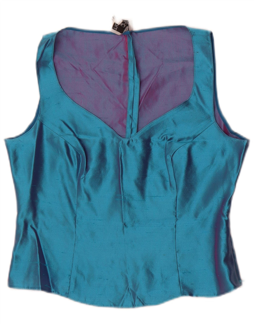 Gai Mattiolo Womens Crop Sleeveless Blouse Top IT 44 Medium Blue Silk