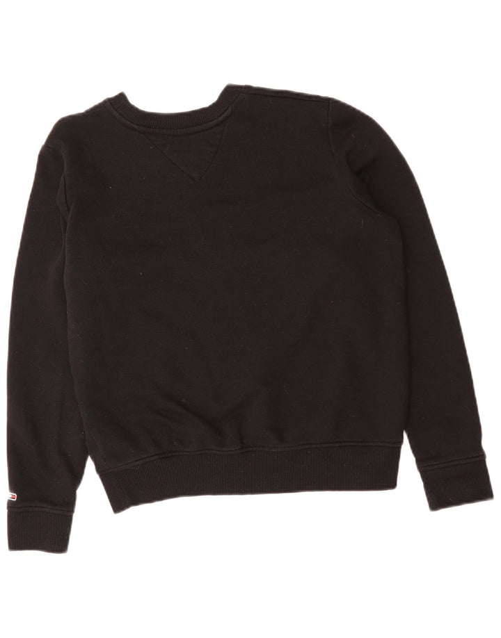 TOMMY HILFIGER Womens Oversized Sweatshirt Jumper UK 10 Small Black