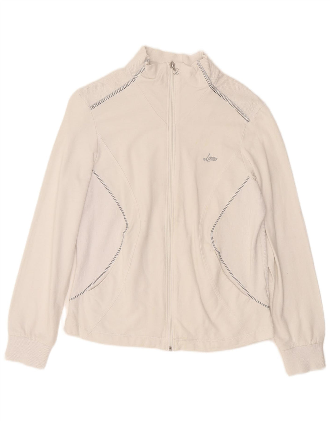 LOTTO Womens Tracksuit Top Jacket UK 12 Medium  White Cotton