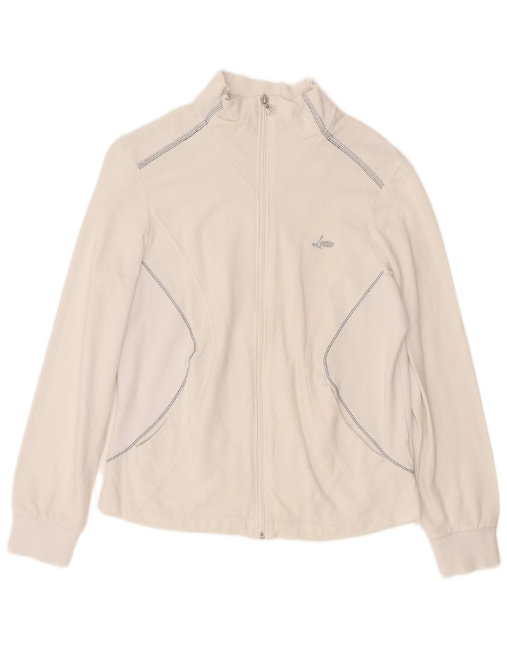 LOTTO Womens Tracksuit Top Jacket UK 12 Medium  White Cotton