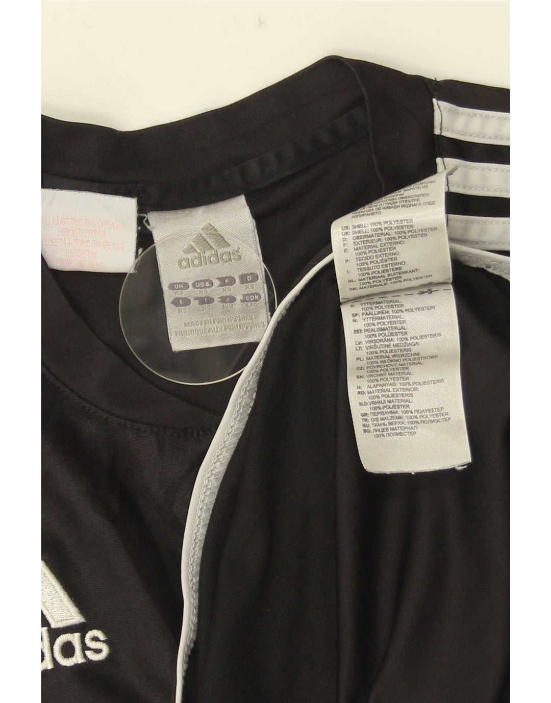 Adidas Mens T-Shirt Top XS Black Striped Polyester