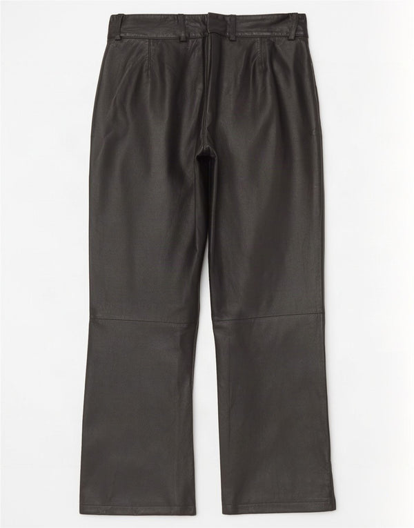 K.K.Berlin Womens Straight Leather Trousers EU 40 Medium W32 L29 Black