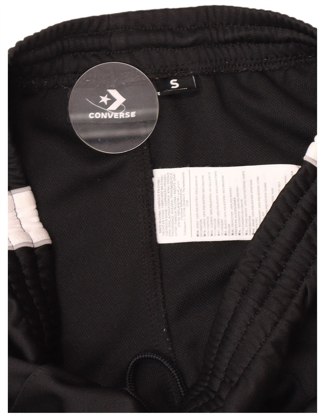Converse Womens Tracksuit Trousers UK 8 Small Black Colourblock Polyester