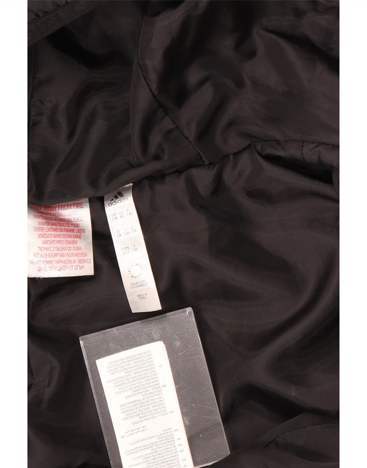 ADIDAS Boys Hooded Padded Jacket 7-8 Years Black Polyester