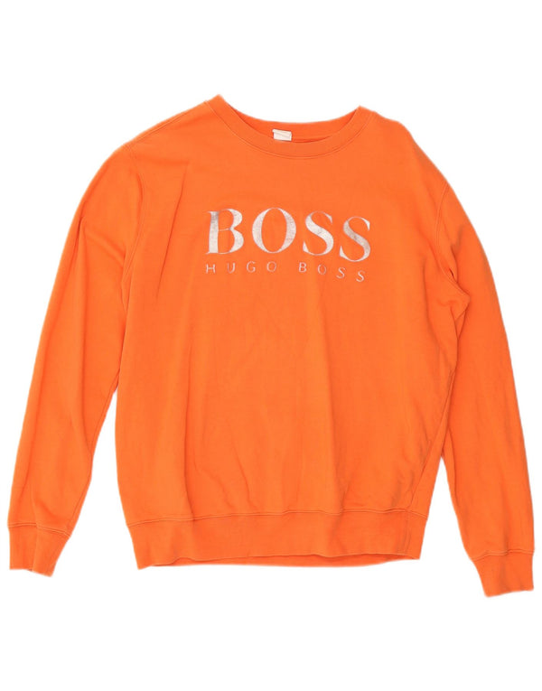 Hugo Boss Womens Graphic Sweatshirt Jumper UK 14 Medium Orange