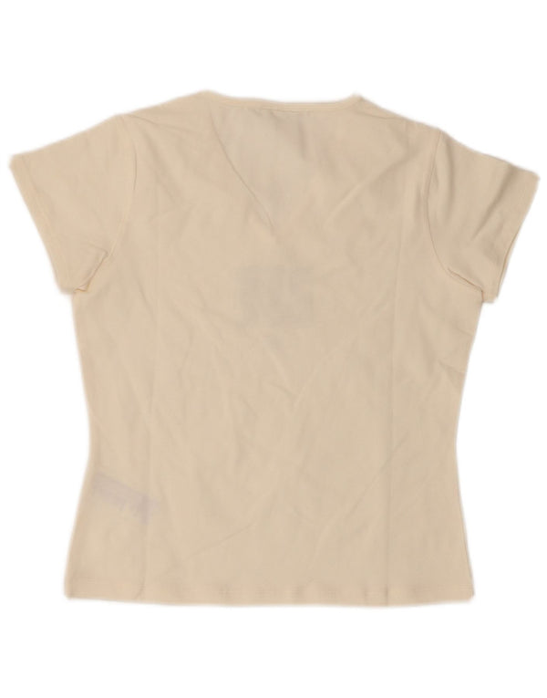 Reebok Womens Graphic T-Shirt Top UK 14 Large Off White Cotton