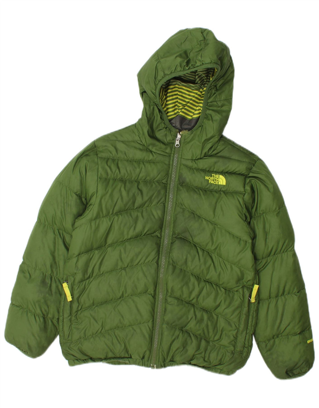 The North Face Boys Hooded Reversible Jacket 10-11 Years Medium Green