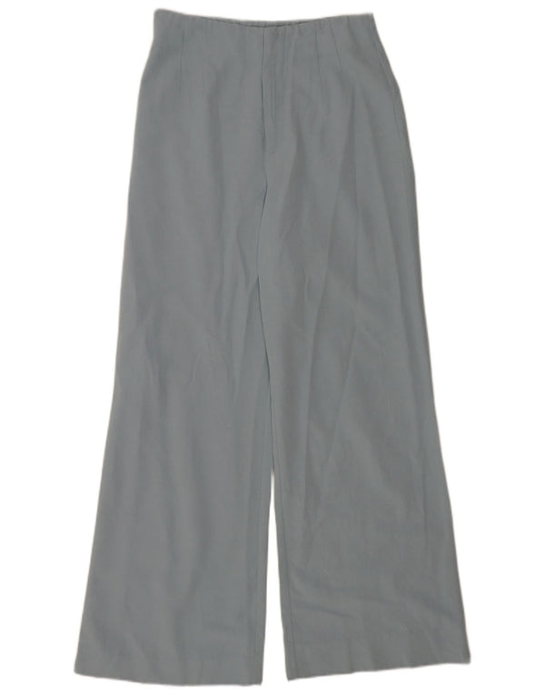 Zara Womens High Waist Wide Leg Casual Trousers Small W26 L28 Blue Viscose