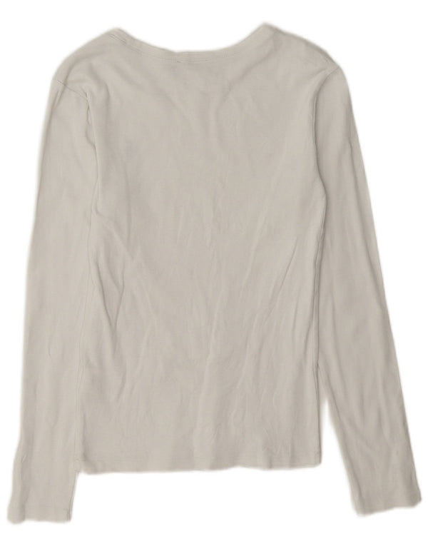 Polo Ralph Lauren Womens Top Long Sleeve UK 12 Medium White Cotton